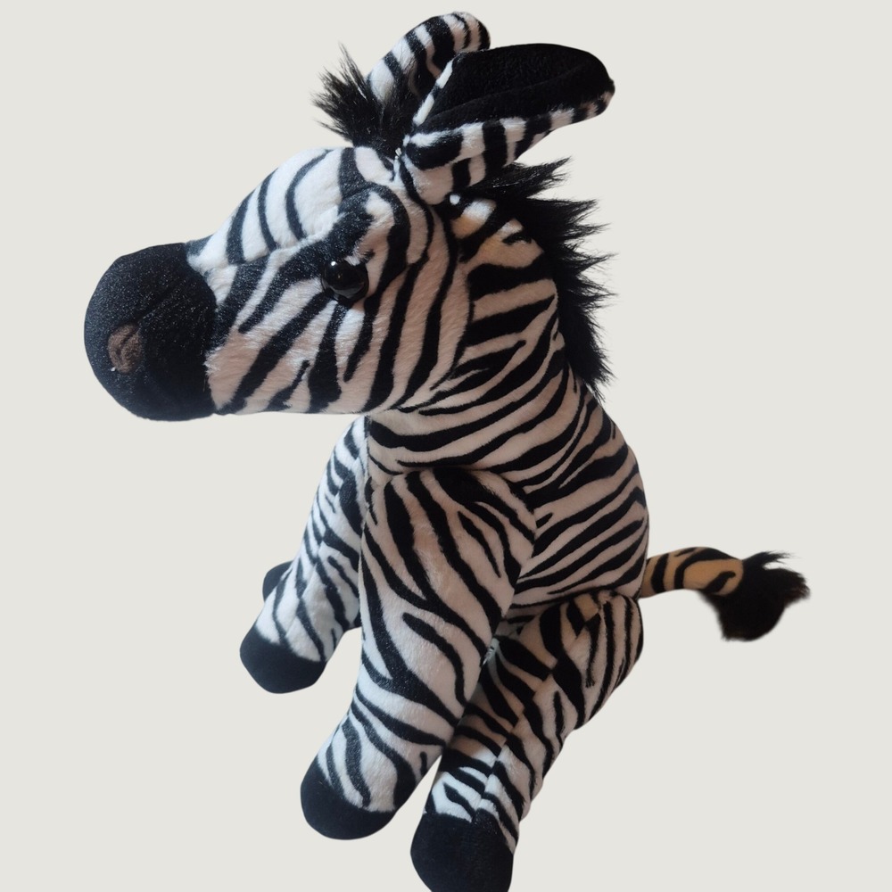 Wild Republic Zebra Plush Toy Kids 12" Safari Realistic Soft Striped Black White